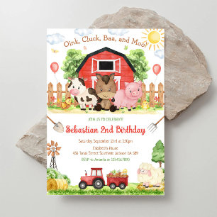 Farm Barnyard Animals Kids Birthday Invitation