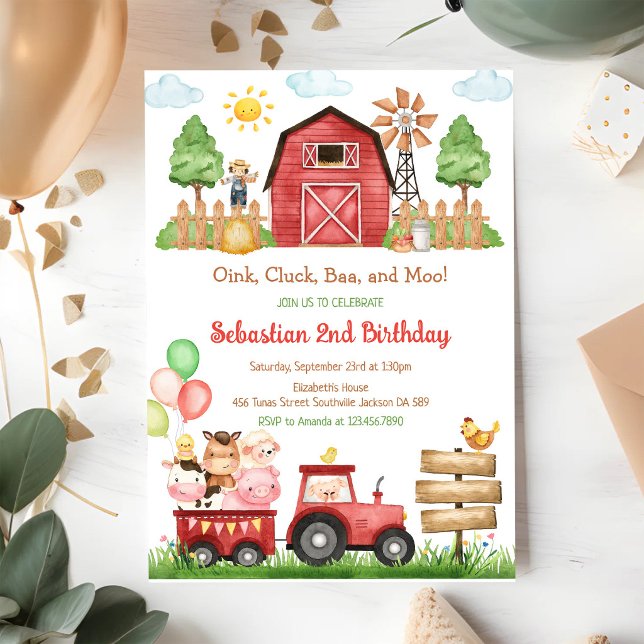 Farm Barnyard Animals Kids Birthday Invitation (Creator Uploaded)