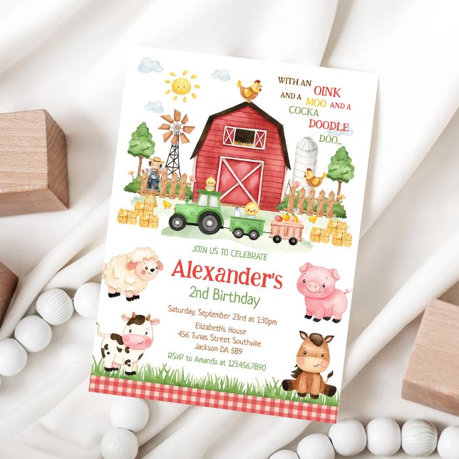 Farm Barnyard Animals Kids Birthday Invitation (Creator Uploaded)