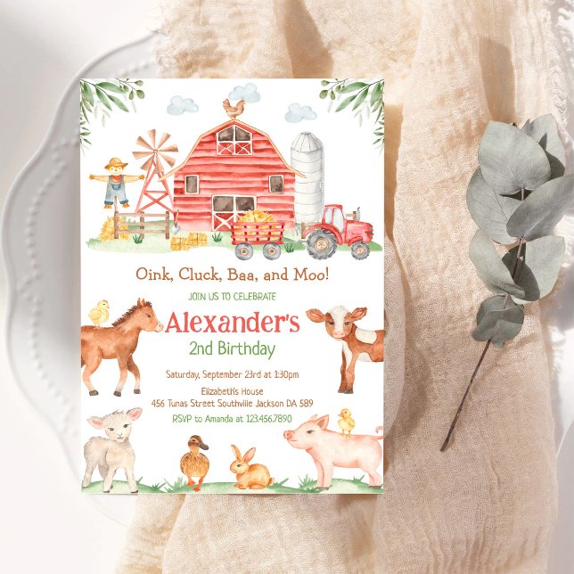 Farm Barnyard Animals Kids Birthday Invitation (Creator Uploaded)