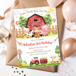 Farm Barnyard Animals Kids Birthday Invitation