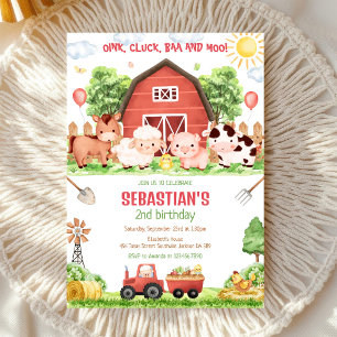 Farm Barnyard Animals Kids Birthday Invitation