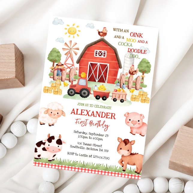 Farm Barnyard Animals Kids Birthday Invitation (Creator Uploaded)