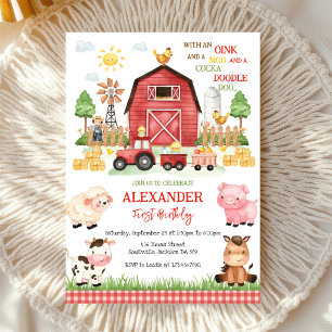 Farm Barnyard Animals Kids Birthday Invitation