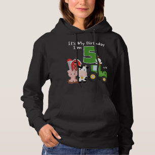 Farm Barnyard Animals Tractor 5th Birthday 5 Year Hoodie