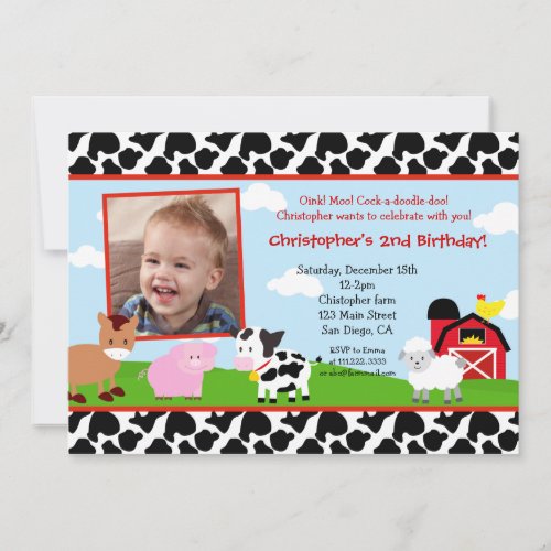 Farm Barnyard Birthday Invitations