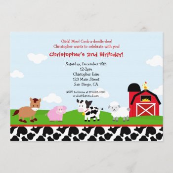 Farm Barnyard Birthday Invitations by Petit_Prints at Zazzle