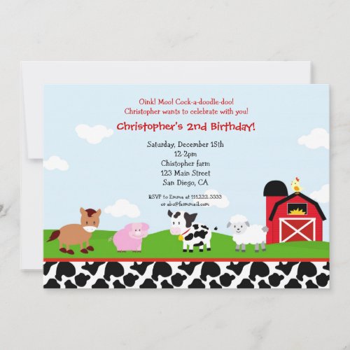 Farm Barnyard Birthday Invitations