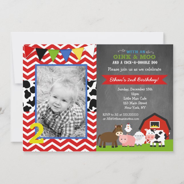 Farm Barnyard Birthday Invitations (Front)
