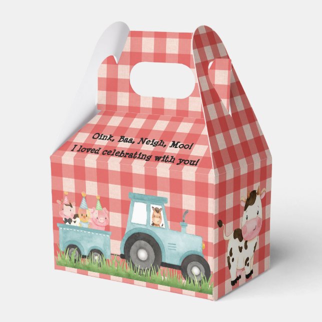 Farm Barnyard Birthday Party Favor Box (Back Side)