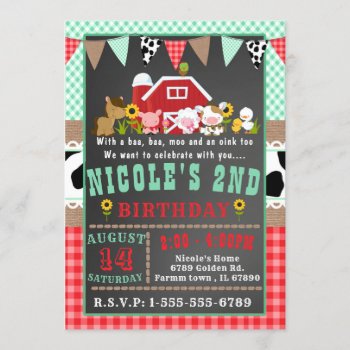 Farm Barnyard Birthday Party Invitation by TiffsSweetDesigns at Zazzle