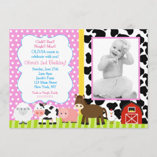 Farm Barnyard Birthday Party Invitations
