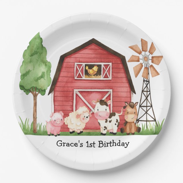 Farm Barnyard Birthday Plates (Front)