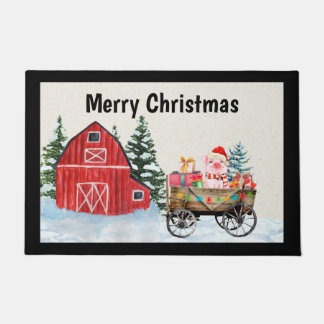 Farm Barnyard Country Christmas Door Mat