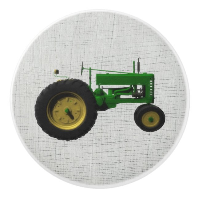 Farm Barnyard Country Tractor Barn Dresser Ceramic Knob (Front)