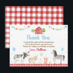 Farm Barnyard Farm Animal Birthday Thank You Card<br><div class="desc">This cute birthday thank you card features watercolor farm animals with colorful balloons and colorful confetti.</div>