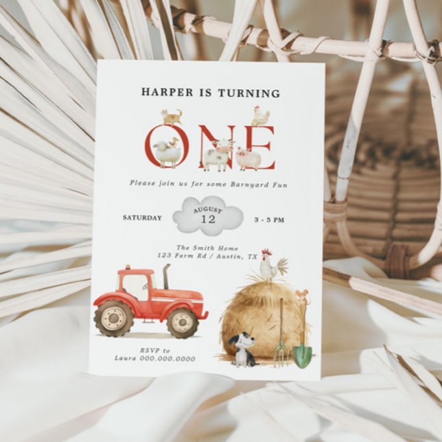 Farm Barnyard Fun First Birthday  Invitation (Creator Uploaded)