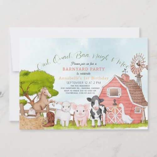 Farm Barnyard Rodeo Watercolor 1st Birthday