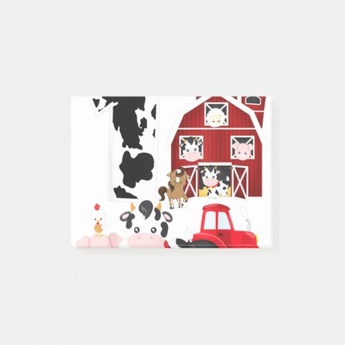 Farm Barnyard Theme Pig Cow Horse 1st Birthday Post_it Notes
