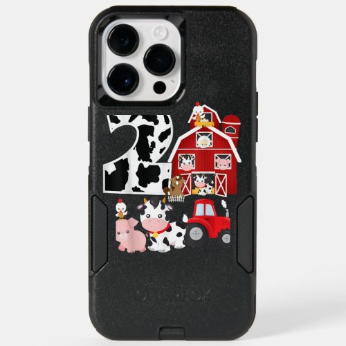 Farm Barnyard Theme Pig Cow Horse 2nd Birthday 2 Y OtterBox iPhone 14 Pro Max Case