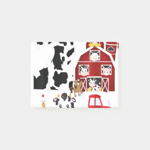 Farm Barnyard Theme Pig Cow Horse 2nd Birthday Post_it Notes