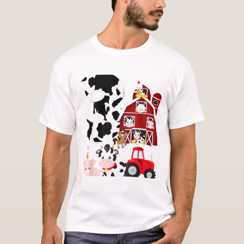 Farm Barnyard Theme Pig Cow Horse 3rd Birthday T_Shirt