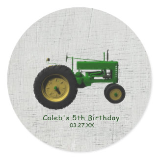 Farm Barnyard Tractor Birthday Party Favor Custom Classic Round Sticker