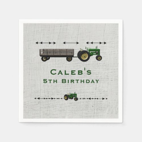 Farm Barnyard Tractor Birthday Party Favor Custom Paper Napkins