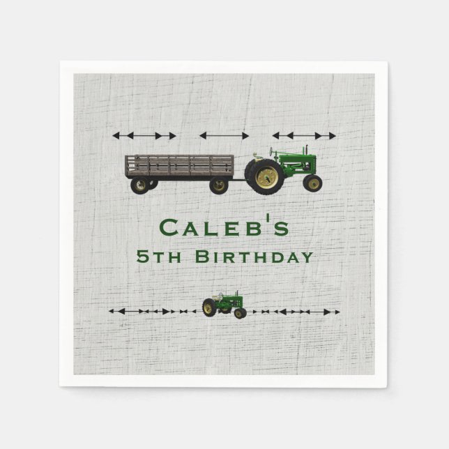 Farm Barnyard Tractor Birthday Party Favor Custom Paper Napkins (Front)