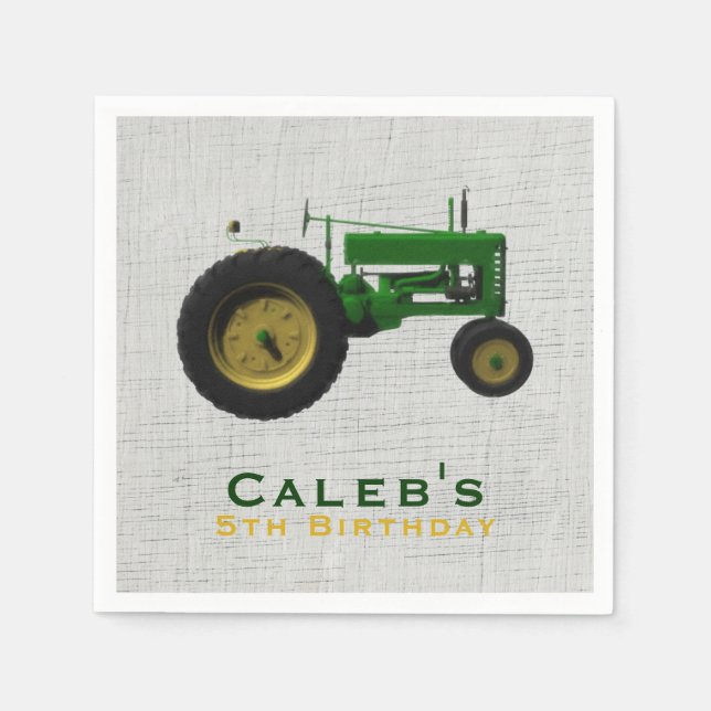 Farm Barnyard Tractor Birthday Party Favor Custom Paper Napkins (Front)