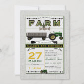 Farm Barnyard Tractor Birthday Party Invitations (Front)