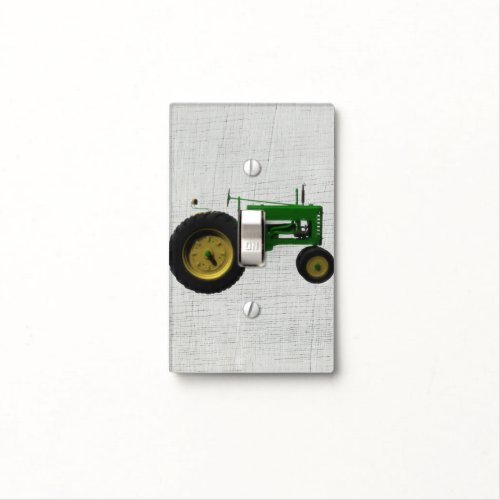 Farm Barnyard Tractor Rustic Country White Wood Light Switch Cover