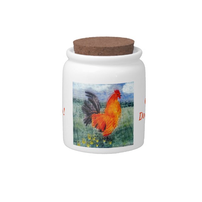 Farm Bird Rooster Chicken Candy Jar (Front)
