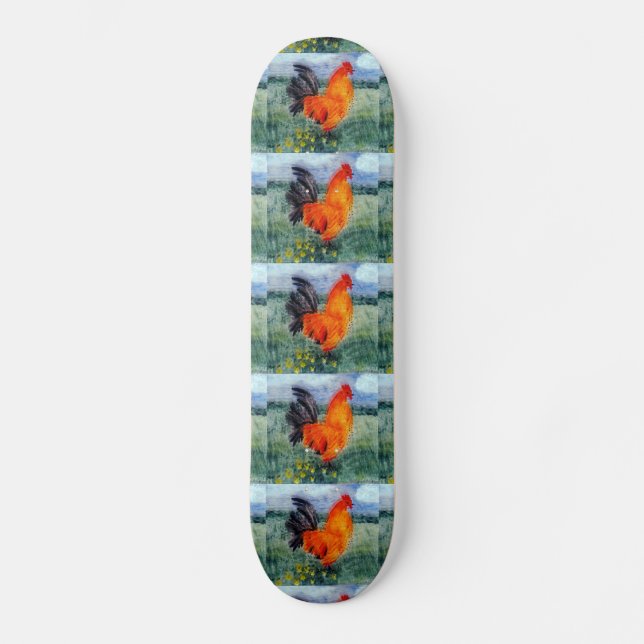 Farm Bird Rooster Chickens Skateboard Deck (Front)