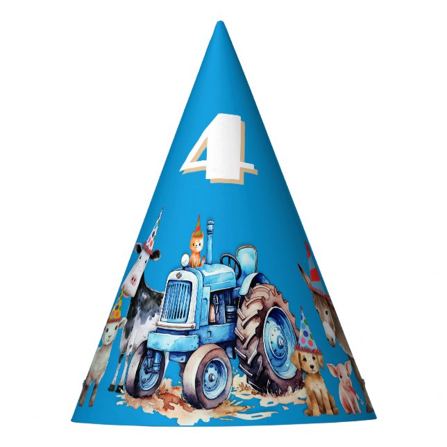 Farm Birthday Barnyard Animals party hats (Front)