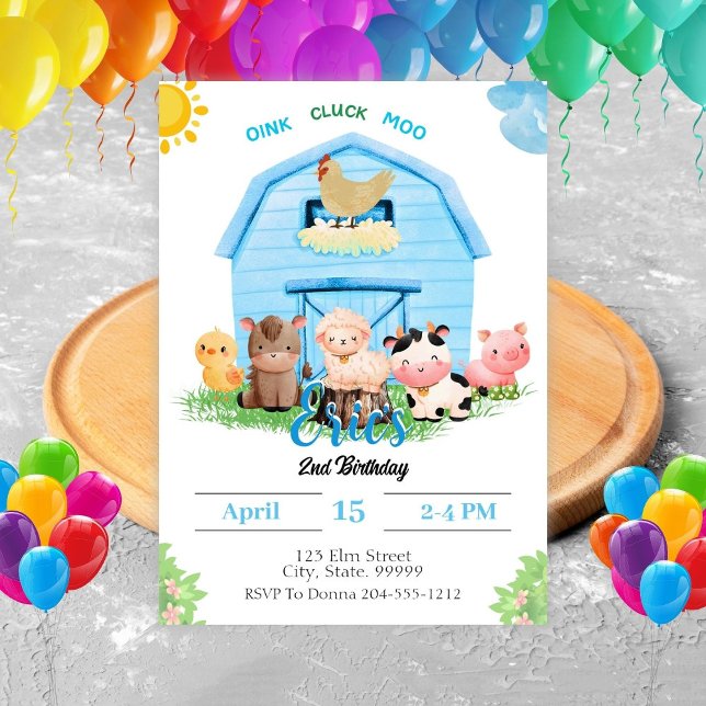Farm Birthday Boy Invitation (Creator Uploaded)