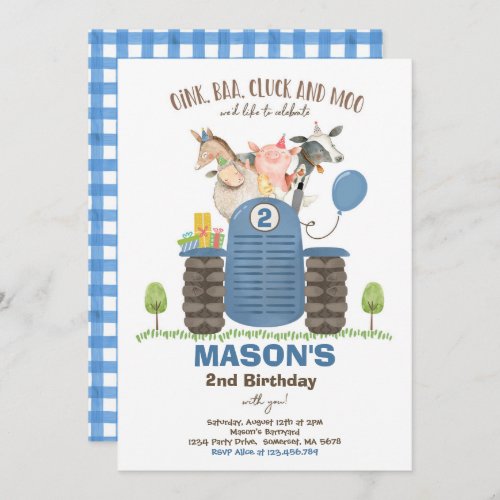 Farm Birthday Boy Old MacDonald Barnyard Party Invitation