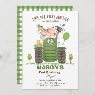 Farm Birthday Boy Old MacDonald Barnyard Party Invitation