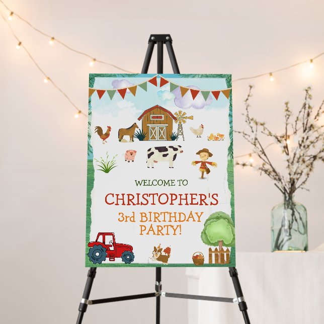 Farm Birthday Custom Welcome Sign  (In Situ (Stand))