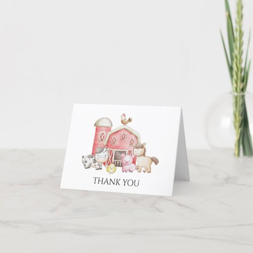 Farm birthday cute animal thank you card