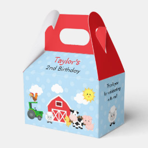Farm Birthday Favor Boxes (Gable Box) - Blue Boys