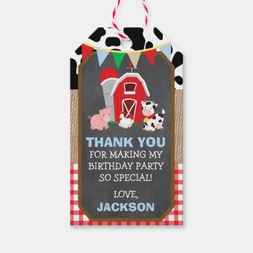 Farm Birthday Favor Tags Barnyard Gift Tags