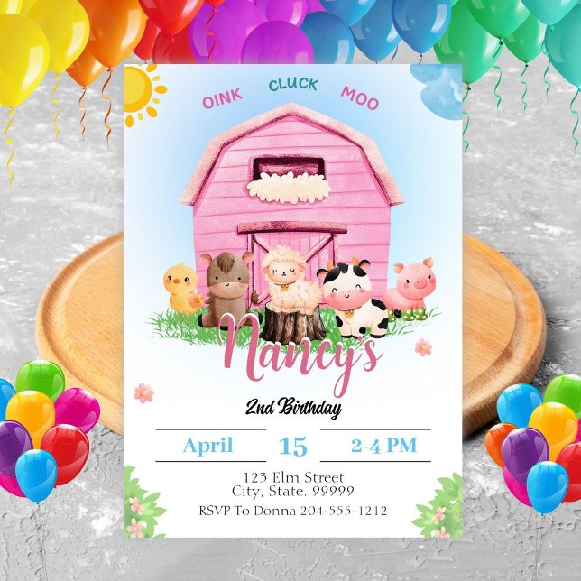 Farm Birthday Girl Invitation (Creator Uploaded)