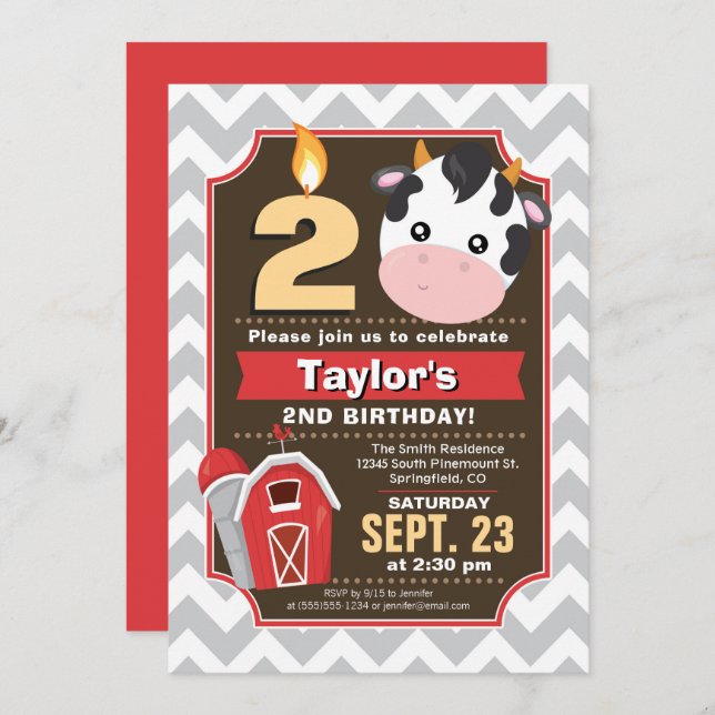 Farm Birthday Invitation (Front/Back)
