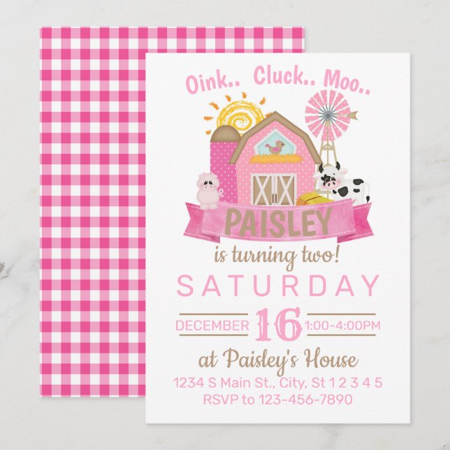 Farm Birthday Invitation (Front/Back)