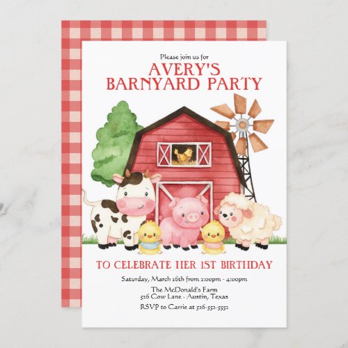 Farm Birthday Invitation Barnyard Birthday Invitation