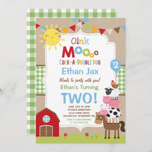 Farm Birthday Invitation Barnyard Birthday Party