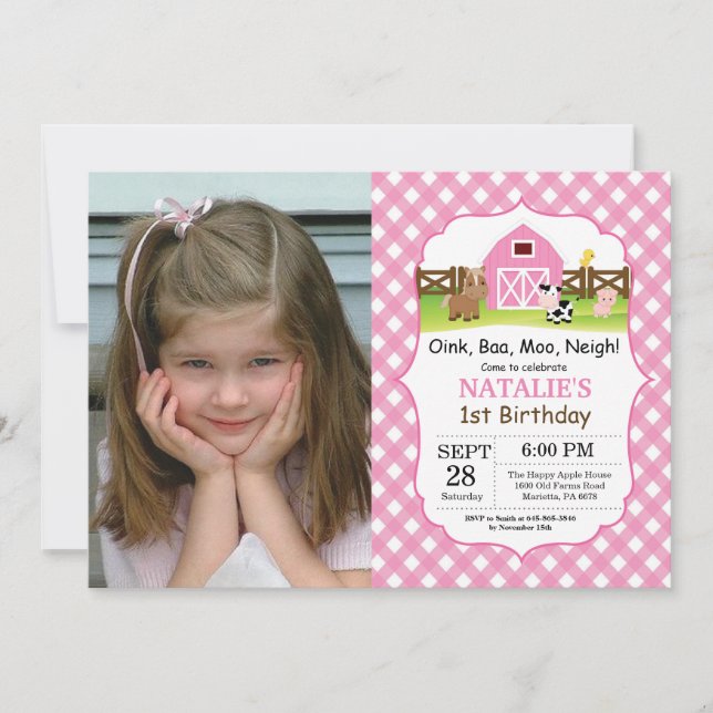 Farm Birthday Invitation Barnyard Party (Front)