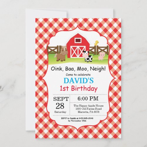 Farm Birthday Invitation Barnyard Party