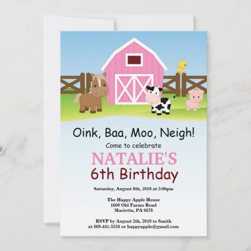 Farm Birthday Invitation Barnyard Party